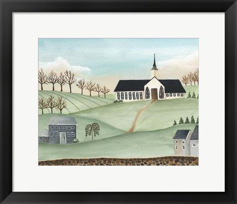 Framed Folk Church Scene II Print