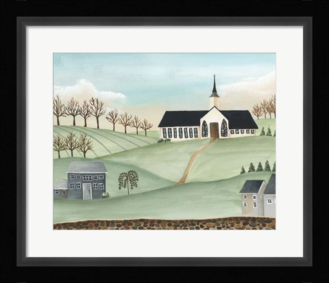 Framed Folk Church Scene II Print
