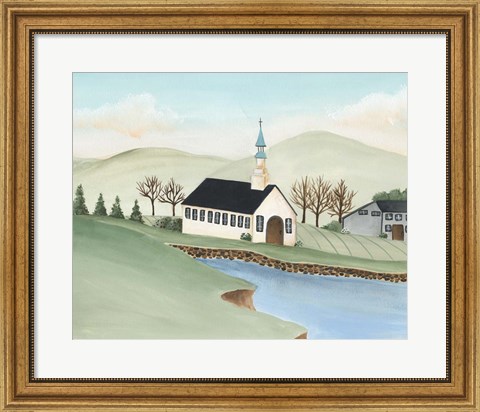 Framed Folk Church Scene IV Print