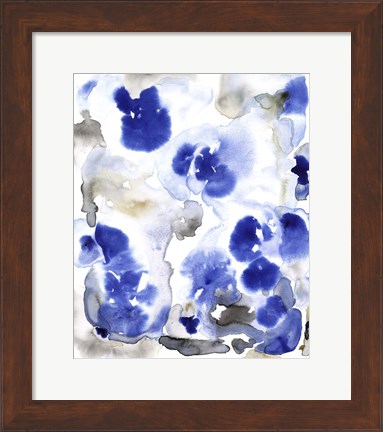 Framed Blue Pansies I Print