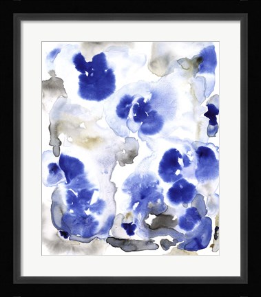 Framed Blue Pansies I Print