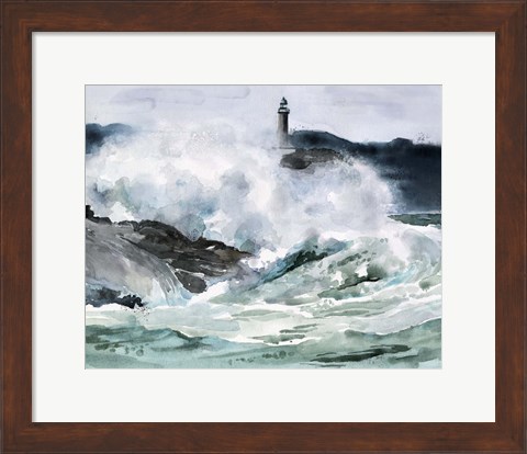 Framed Lighthouse Waves II Print