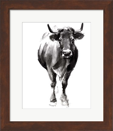 Framed Charcoal Cattle II Print