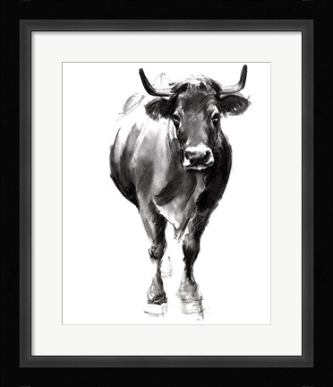 Framed Charcoal Cattle II Print