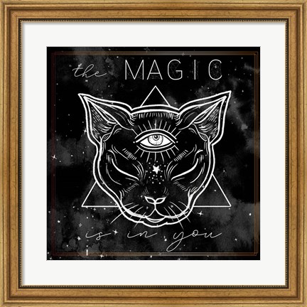 Framed Mystical Cat I Print