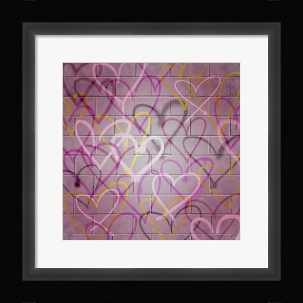 Framed Graffiti Hearts I Print