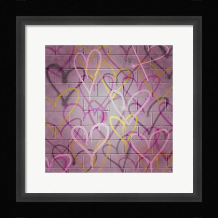 Framed Graffiti Hearts II Print