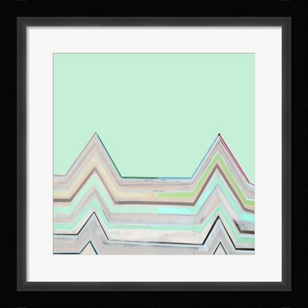 Framed Aqua Zig Zag I Print