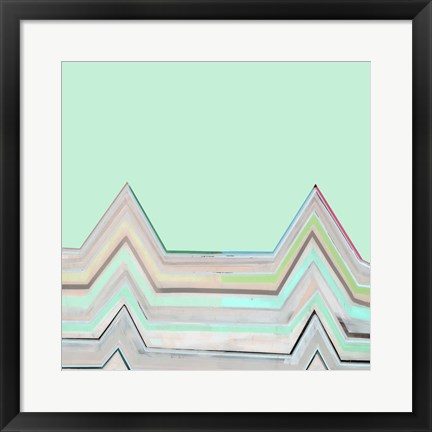 Framed Aqua Zig Zag I Print
