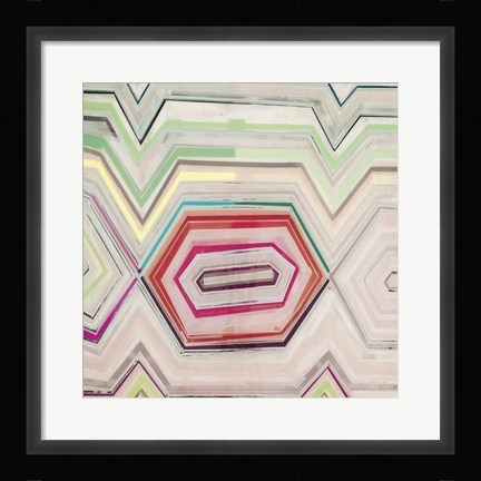 Framed Aqua Zig Zag IV Print