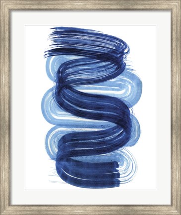 Framed Blue Swish I Print