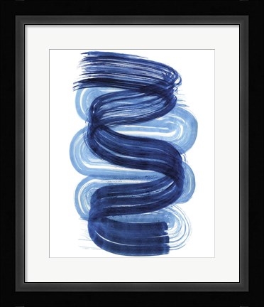 Framed Blue Swish I Print