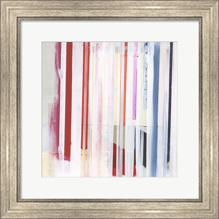 Framed Red Pink Stripes III Print