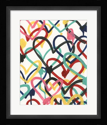 Framed Heart Scribbles I Print