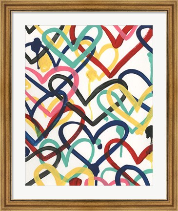 Framed Heart Scribbles II Print