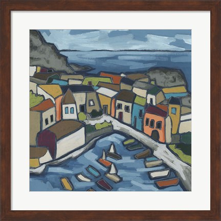 Framed Mosaic Harbor I Print