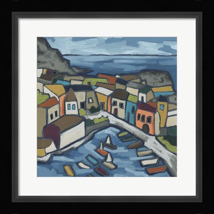 Framed Mosaic Harbor I Print
