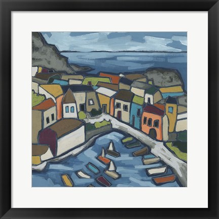 Framed Mosaic Harbor I Print