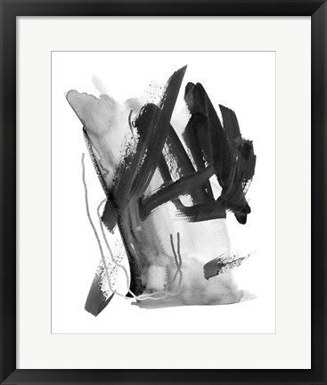 Framed Black &amp; Grey Collide I Print