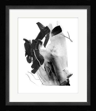 Framed Black &amp; Grey Collide III Print