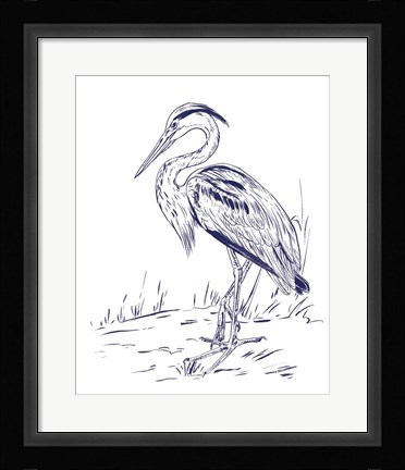 Framed Indigo Heron I Print