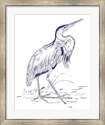 Framed Indigo Heron II Print