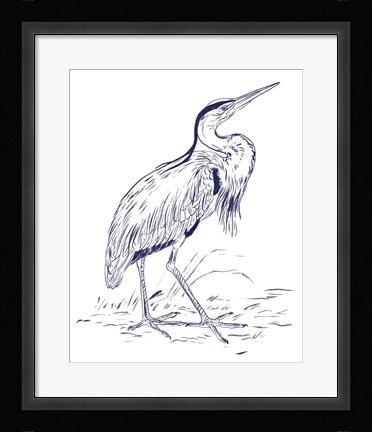 Framed Indigo Heron II Print