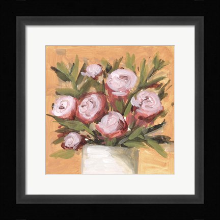 Framed Vase &amp; Roses II Print