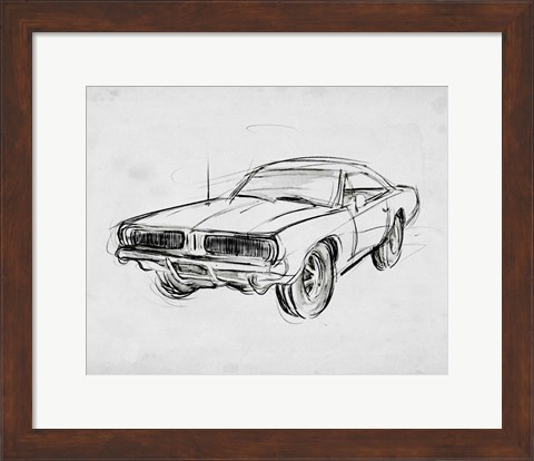 Framed Classic Car Sketch IV Print
