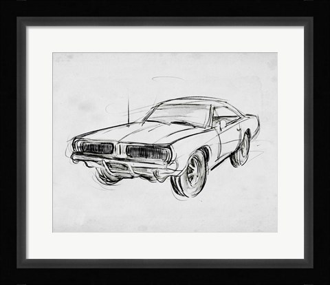 Framed Classic Car Sketch IV Print