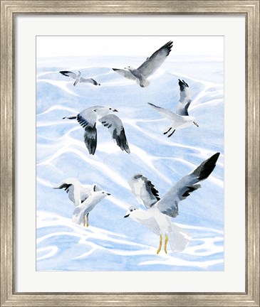 Framed Seagull Soiree I Print