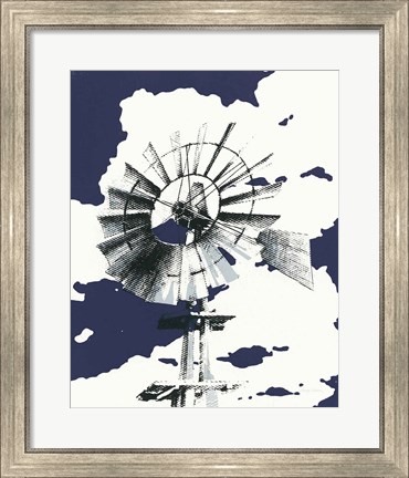 Framed Texas Wind Navy Crop Print
