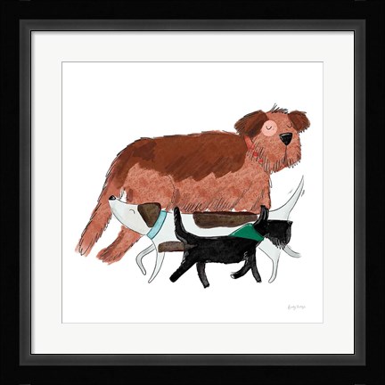 Framed Playful Pets Dogs II Print