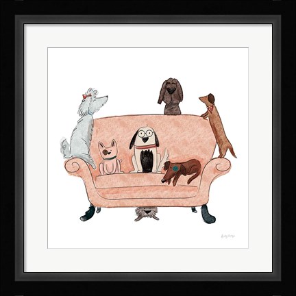Framed Playful Pets Dogs I Print