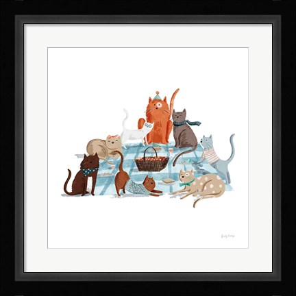 Framed Picnic Pets Cats I Print