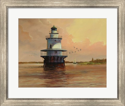 Framed Goose Neck Lighthouse - Maine Print