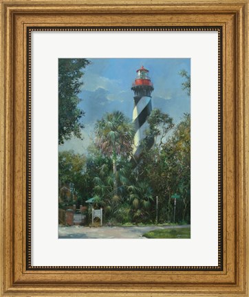 Framed St. Augustine Lighthouse and Carver Street Print
