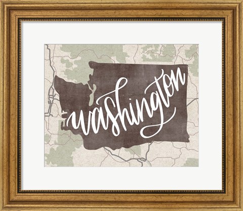 Framed Washington Map Print