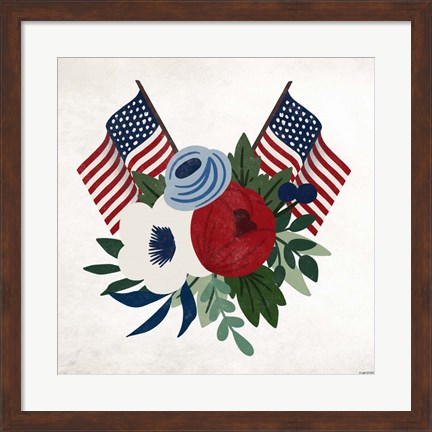 Framed American Floral I Print