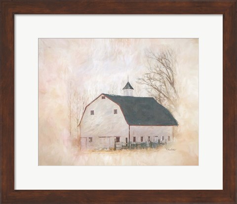 Framed White Barn Print