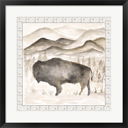 Framed Bison w/ Border Print