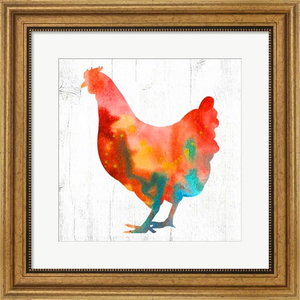 Framed Hen I Print