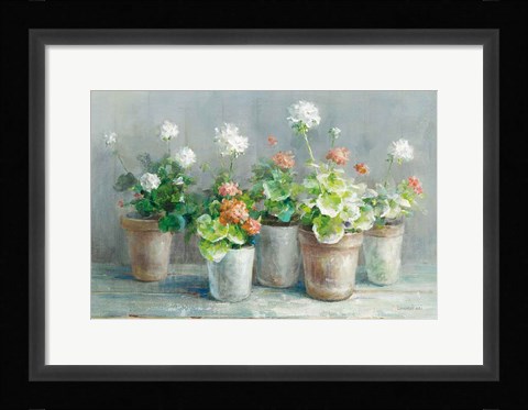 Framed Farmhouse Geraniums Crop Print