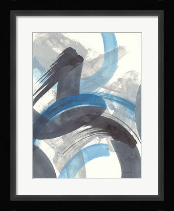Framed Blue Brushy Abstract II Print