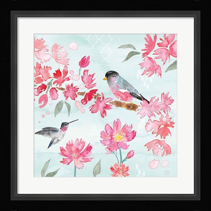 Framed Flowers and Feathers IV Print