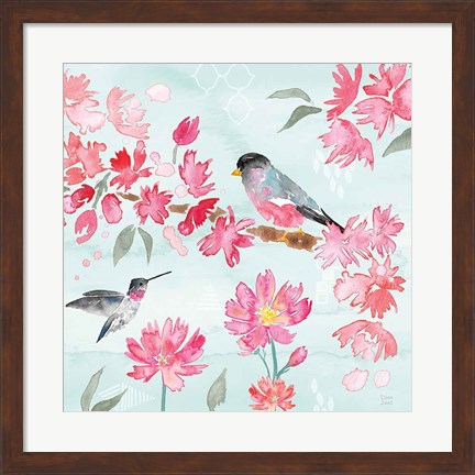 Framed Flowers and Feathers IV Print