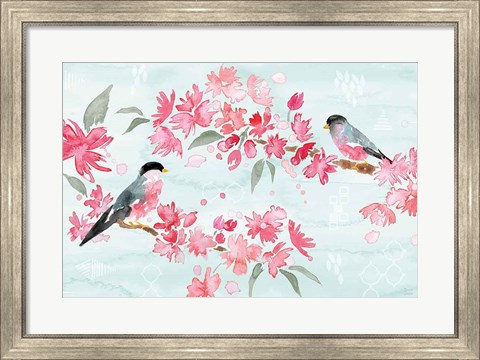 Framed Flowers and Feathers II Print