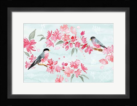 Framed Flowers and Feathers II Print