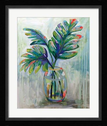 Framed Palm Leaves II Red Print