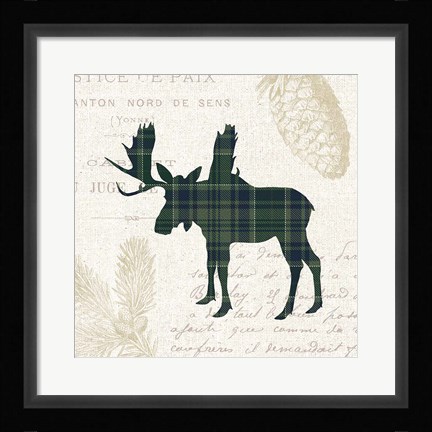 Framed Plaid Lodge IV Navy Green Print